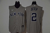 Yankees 2 Derek Jeter Gray Nike Cool Base Sleeveless Jersey,baseball caps,new era cap wholesale,wholesale hats